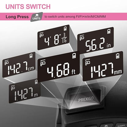 PREXISO 2-in-1 Digital Tape Measure - 16Ft Pink Digital Measuring Tape - Image 7