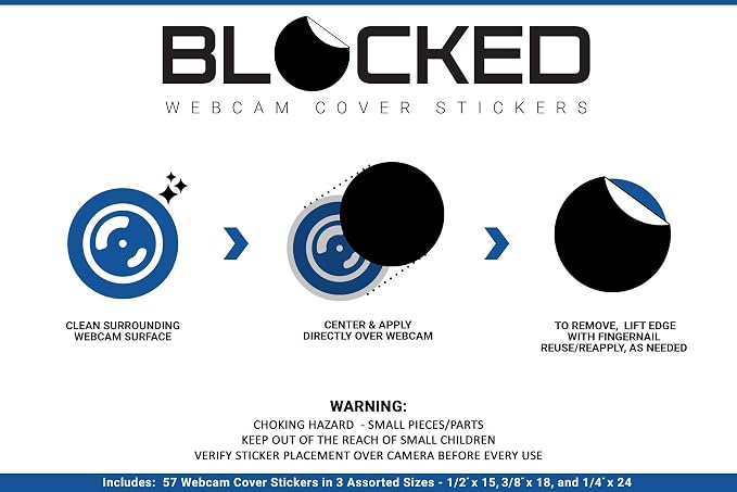 BLOCKED Stackable Webcam/Camera Vinyl Covers | 57 Low-Tack Restickable Webcam - Image 7