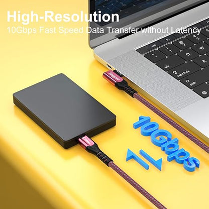 Fasgear USB-C to USB C Cable 100W Power Delivery 3ft 90 Degree Type C 3.1 Gen 2 - Image 2