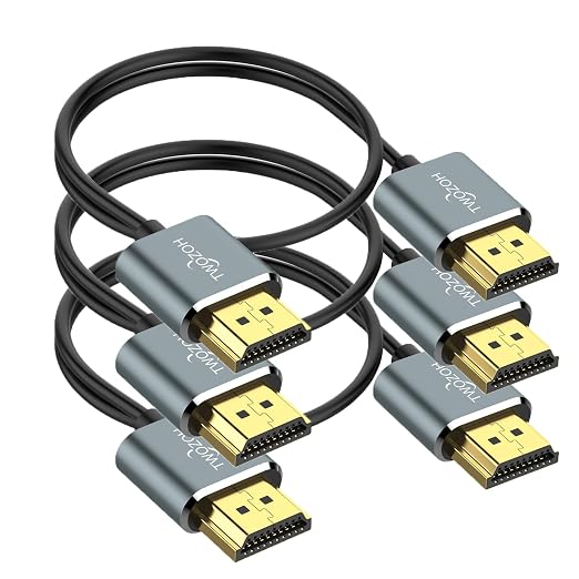 Twozoh Flexible & Slim HDMI Cable 1FT 3 Pack, Ultra Thin HDMI Cord Supports by Twozoh