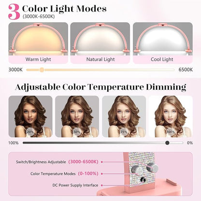 LIONVISON Half Moon Light for Nail Tech: 31 inch Lash LED Lamp - 48W Foldable - Image 5