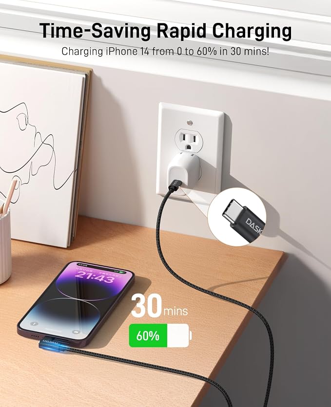 USB C to Lightning Cable iPhone Charger Fast Charging 2Pack 10FT Long Nylon 90 - Image 2
