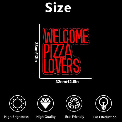 Welcome Pizza Lovers Neon Light, Family Restaurant Entertainment Room Food - Image 7