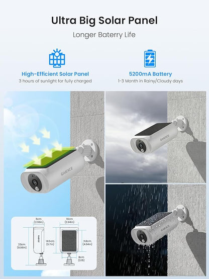 Solar Security Cameras Wireless Outdoor 4 Cam Kit Expadable to 10H, No - Image 3