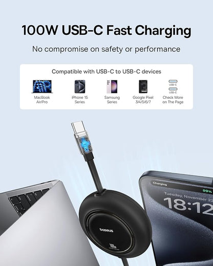 Baseus USB C Cable, 100W 2-Pack 6.6ft Retractable USBC to USBC Fast Charging - Image 2