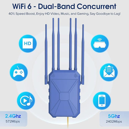 AX3000 WiFi Extender Signal Booster Outdoor WiFi 6 Extender, Long Range Outdoor - Image 2