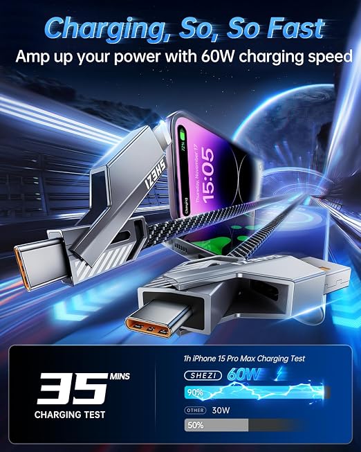 4-in-1 USB C Cable 60W 3FT Compatible - Image 4