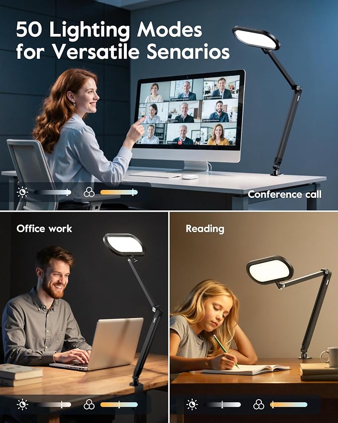 Desk Lamp for Home Office, Eye-Care Dual-Sided Seamless Dimmable LED Desk Light - Image 4