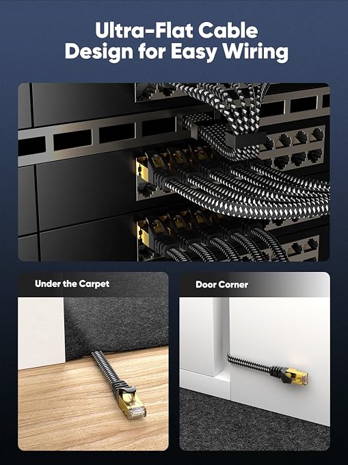 Cat 8 Ethernet Cable 10 FT Flat, High Speed 40Gbps 2000Mhz Braided Internet - Image 5