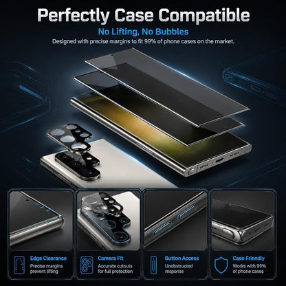 2 Pack for Galaxy S22 Ultra Privacy Screen Protector, 2 Pack Camera Protector - Image 4