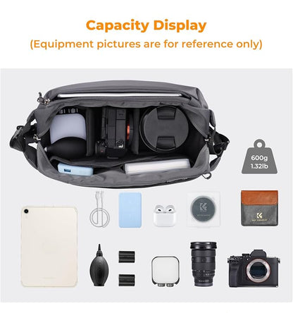 K&F CONCEPT Camera Sling Bag Crossbody Bag Waterproof Camera Shoulder Backpack - Image 2