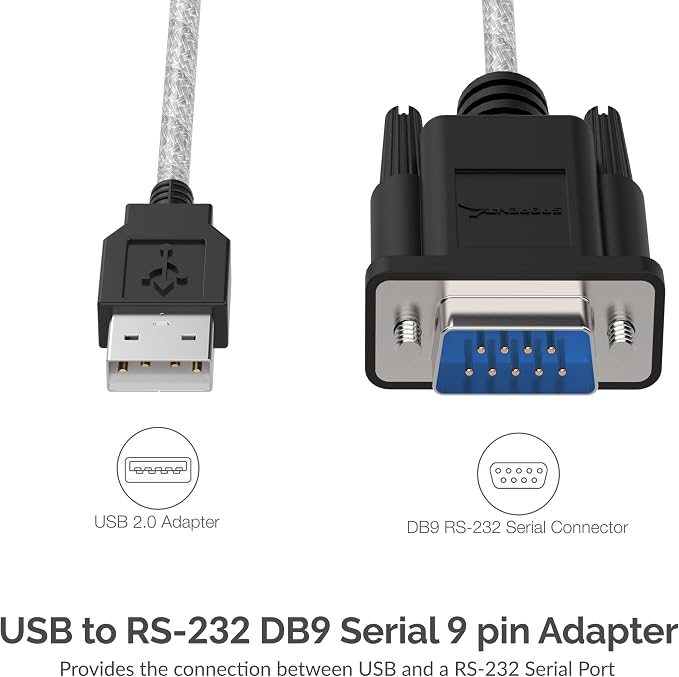 SABRENT 6-FT USB to RS-232 DB9 Serial 9 pin Adapter - Image 2