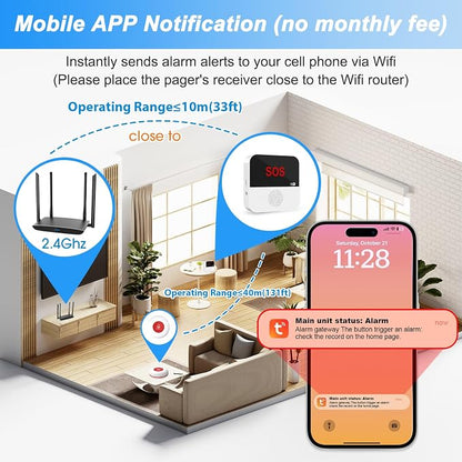 WiFi Rechargable Smart Wireless Caregiver Call Button Nurse Calling Life - Image 6