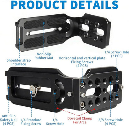 DSLR Camera L Bracket with 1/4" & 3/8" Screw Hole, Vertical Horizontal - Image 4
