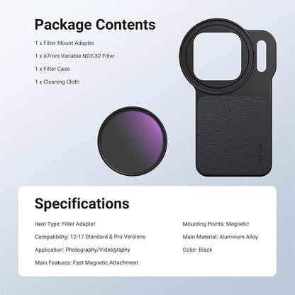 NEEWER 6.3" Magnetic Phone Lens Filter Mount Adapter Backplate Accessories - Image 9