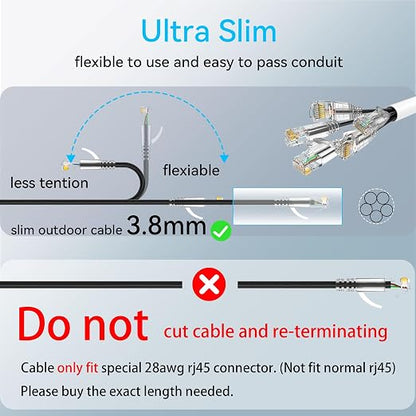 Cat6a Ethernet Cable Slim 50ft Outdoor&Indoor, 28AWG Pure Copper Cat6 Internet - Image 5