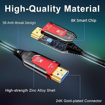 65Ft Plenum Rated HDMI Cable, 8K 48Gbps Fiber Optic Ultra High Speed Long HDMI - Image 6