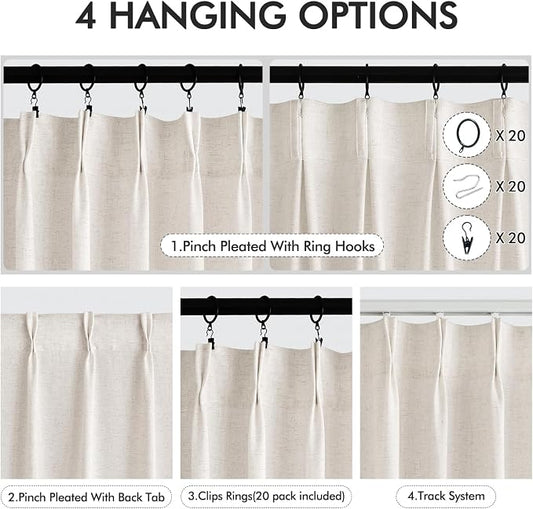 Memory Trained Pinch Pleated Curtains 86 Inches Long, Viral Linen Pinch Pleat - Image 2