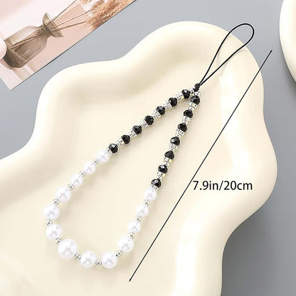 Beaded Phone Charm Lanyard Strap Girly Style Fixed Beads Pearl Lanyards - Image 5