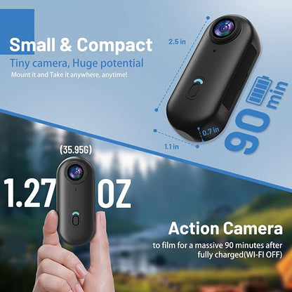 4K Mini WiFi Action Camera 128GB Thumb POV Portable Body Cam Wearable Video - Image 2