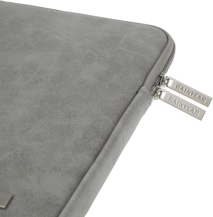 RAINYEAR 15 Inch Laptop Sleeve PU Suede Leather Case Padded Cover Water - Image 5