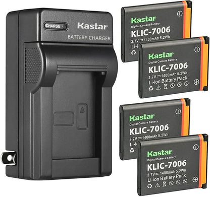 Kastar 4-Pack K7006 Battery and AC Wall Charger Replacement by Kastar
