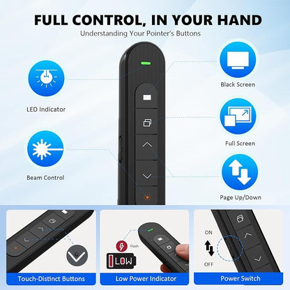 Presentation Clicker with Red Beam, 328ft Long-Range Wireless Presenter Remote - Image 5