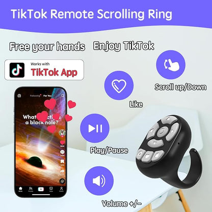 NOVZIX TikTok Scrolling Ring Microphone Remote Control, Fingertip Wireless - Image 3