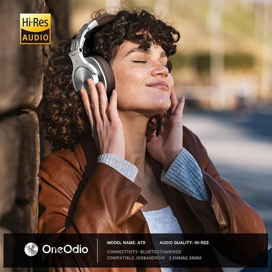 OneOdio A70 Bluetooth Over Ear Headphones, Wireless Headphones w/ 72H Playtime - Image 2