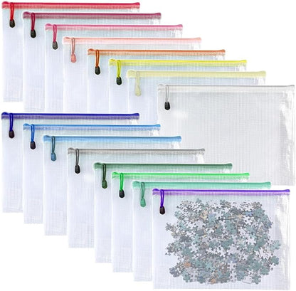 Oaimyy-16Pcs, Mesh Zipper Pouch Document Folders Bag & Plastic Zip File Folders by Oaimyy