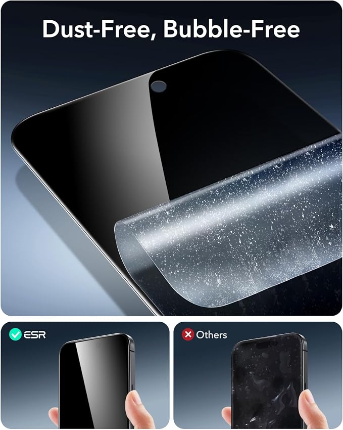 ESR 3 Pack 9H+ Glass for iPhone 16 Pro Privacy Screen Protector, Armorite - Image 5