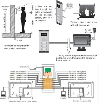 3 Units Apartment Video Intercom System, 7 Inch Monitor Wired Video Doorbell - Image 10