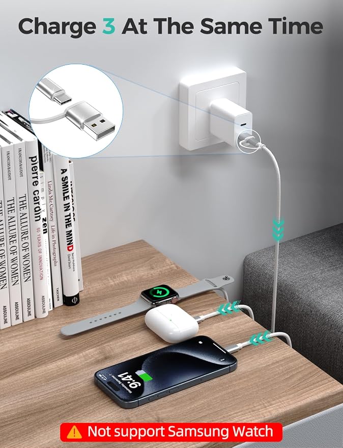White-Upgraded 3 in 2 USB C Cable - Image 3