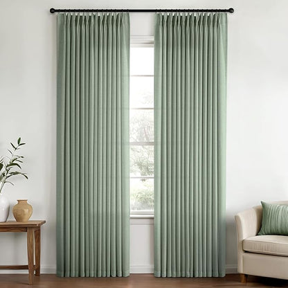 Memory Trained Pinch Pleated Curtains 80 Inches Long, Viral Linen Pinch Pleat by ANRODUO