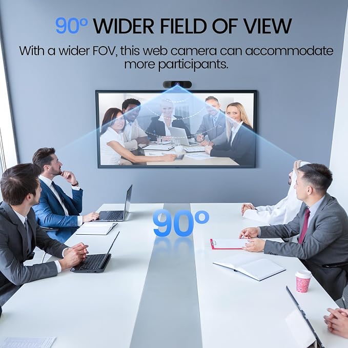 EMEET 1080P Webcam with Microphone, C960 Web Cam, 2 Mics, 90° FOV, USB Type-A & - Image 4