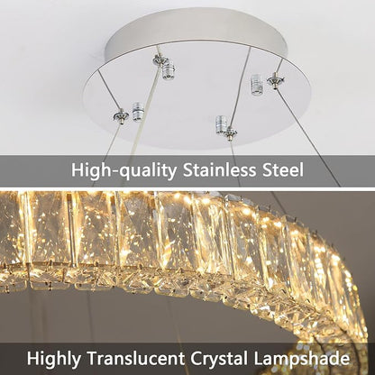 HAIXIANG Modern Crystal Chandelier Dimmable LED Ring Pendant Chandeliers Light - Image 6
