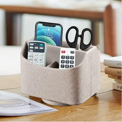 Fanousy 360° Rotating Remote Control Holder, PU Leather TV Remote Caddy - Image 5