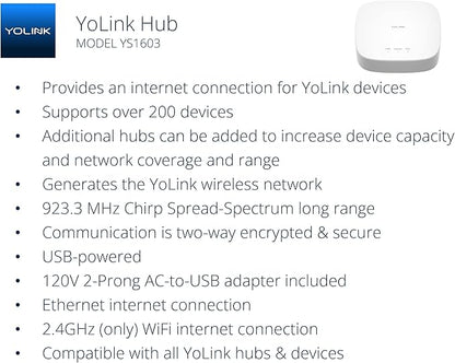 YoLink Smart Home Starter Kit: Hub & 2-Pack Water Leak Sensor 1, LoRa Up to 1/4 - Image 3