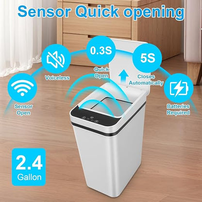 2 Pack Bathroom Trash can, Smart Touchless Trash Can, Automatic Motion Sensor - Image 5