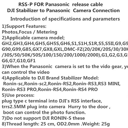 RSS-P for DJI Ronin stabilizer Connected to GH Remote Shutter Cable Camera and - Image 8