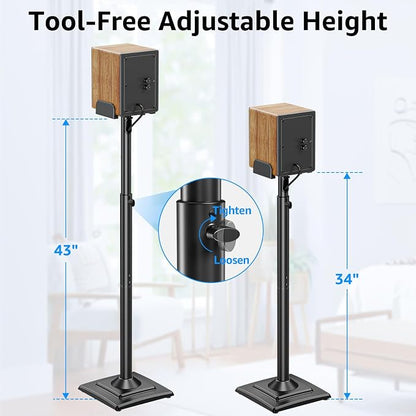 MOUNTUP Universal Speakers Stands Pair 34" to 43.3" Height Adjustable Holds - Image 4