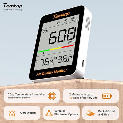 Temtop C1 Dual Pack CO2 Monitor Indoor Air Quality Monitor Portable CO2 Meter - Image 2