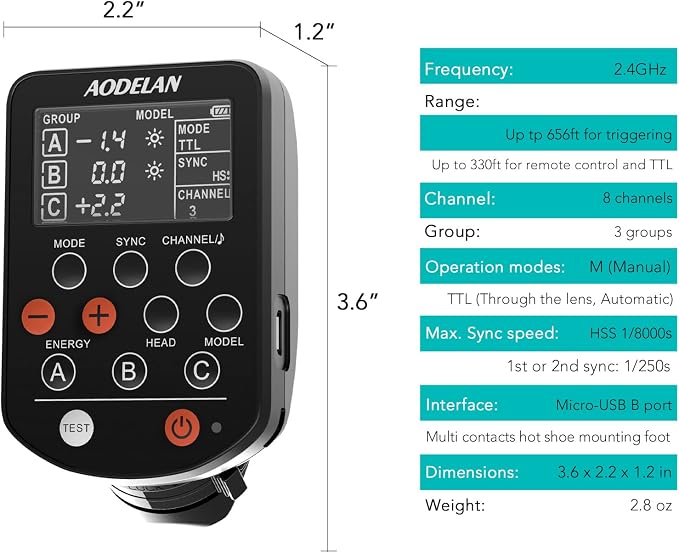 AODELAN TTL HSS 1/8000s Wireless Flash Remote Trigger Compatible - Image 7