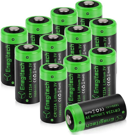 Enegitech CR123A 3V Lithium Battery, 123 Lithium Batteries 3 Volt 1600mAh by Enegitech