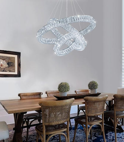 HAIXIANG Modern Glam Chandelier Crystal LED Remote Rings Chandelier Adjustable - Image 7