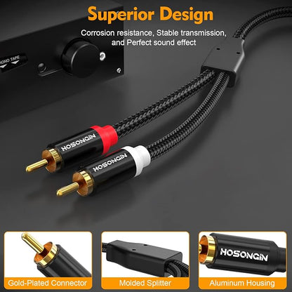 HOSONGIN RCA Cables 20ft 2 Pack, 2-Male to 2-Male RCA Audio Stereo Subwoofer - Image 5