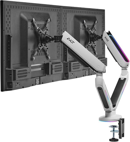 AVLT Dual 27”-43” RGB Gaming Monitor Arm Desk Mount Built-in 20 Lighting Modes by AVLT-USA