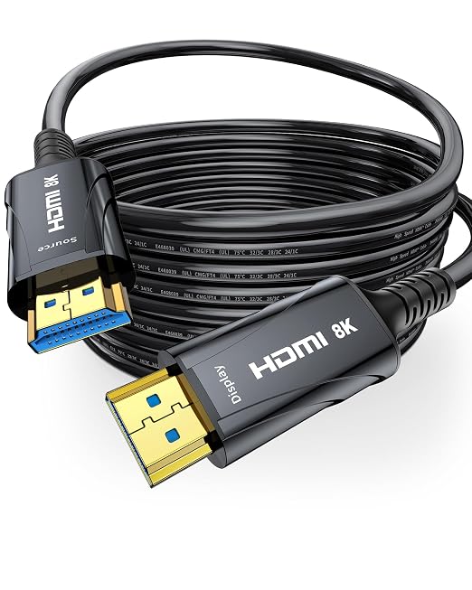8K Fiber Optic HDMI Cable Long 50FT CL2 in Wall by 8KUltraHighSpeedHDMICable