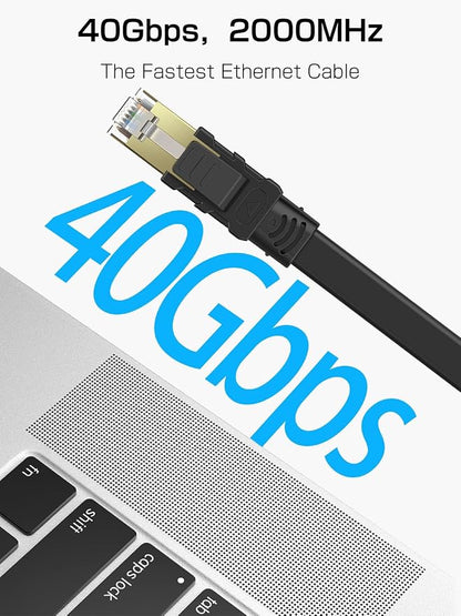 Senetem Cat 8 Ethernet Cable 3FT 2 Pack, High Speed 40Gbps 2000Mhz Flat - Image 2