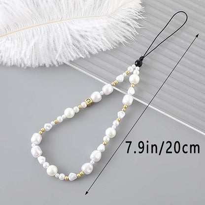 Beaded Phone Charm Lanyard Strap Girly Style Fixed Beads Pearl Lanyards - Image 5